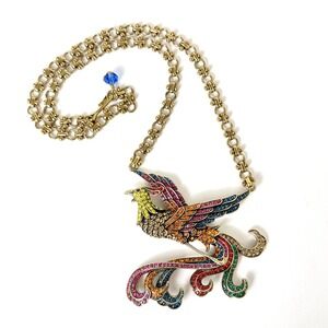 Stunning Phoenix Bird Statement Necklace Multi Color Rhinestone Crystal Pendant
